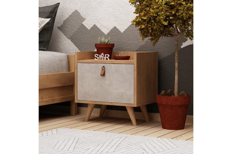 Mod Design Nattbord 50 cm med Oppbevaring Skap - Tre/Hvit - Møbler - Bord - Avlastningsbord - Sengebord & nattbord