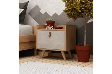 Mod Design Nattbord 50 cm med Oppbevaring Skap - Tre/Hvit - Møbler - Bord - Avlastningsbord - Sengebord & nattbord