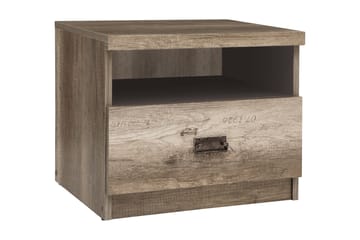 Movico Nattbord 50 cm med Oppbevaring Skuff + Hylle - Eikfarge/Grå - Møbler - Bord - Avlastningsbord - Sengebord & nattbord