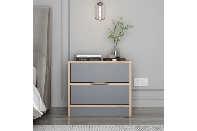 Munna Nattbord 54 cm, Valnøtt/Antrasitt