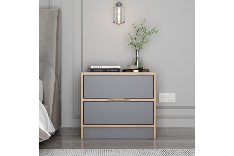 Munna Nattbord 54 cm, Valnøtt/Antrasitt