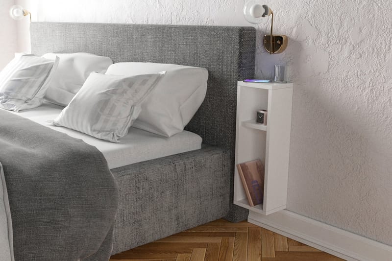 Myrvallen Nattbord 15 cm med Oppbevaring 2 Hyller - Hvit - Møbler - Bord - Avlastningsbord - Sengebord & nattbord