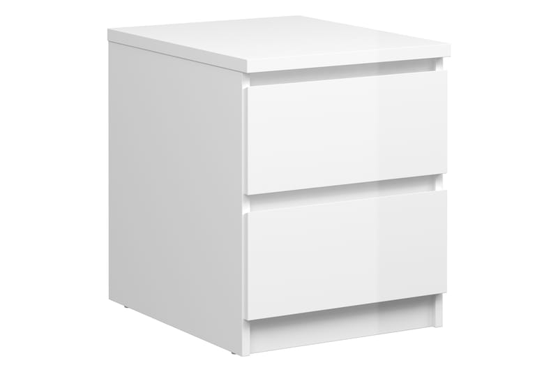 Naia Nattbord 40 cm med Oppbevaring 2 Skuffer - Hvit Høyglans - Møbler - Bord - Avlastningsbord - Sengebord & nattbord