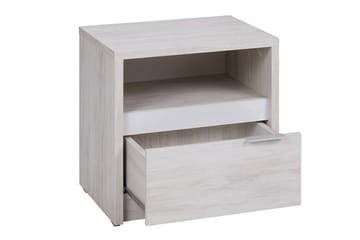 Najera Nattbord 47 cm med Oppbevaring Skap + Hylle - Brun/Natur - Møbler - Bord - Avlastningsbord - Sengebord & nattbord