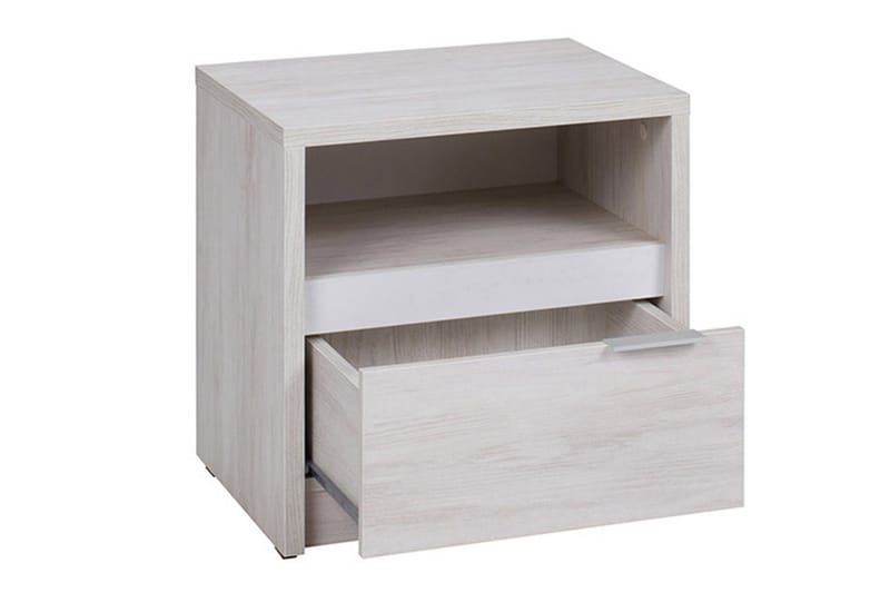 Najera Nattbord 47 cm med Oppbevaring Skap + Hylle - Brun/Natur - Møbler - Bord - Avlastningsbord - Sengebord & nattbord