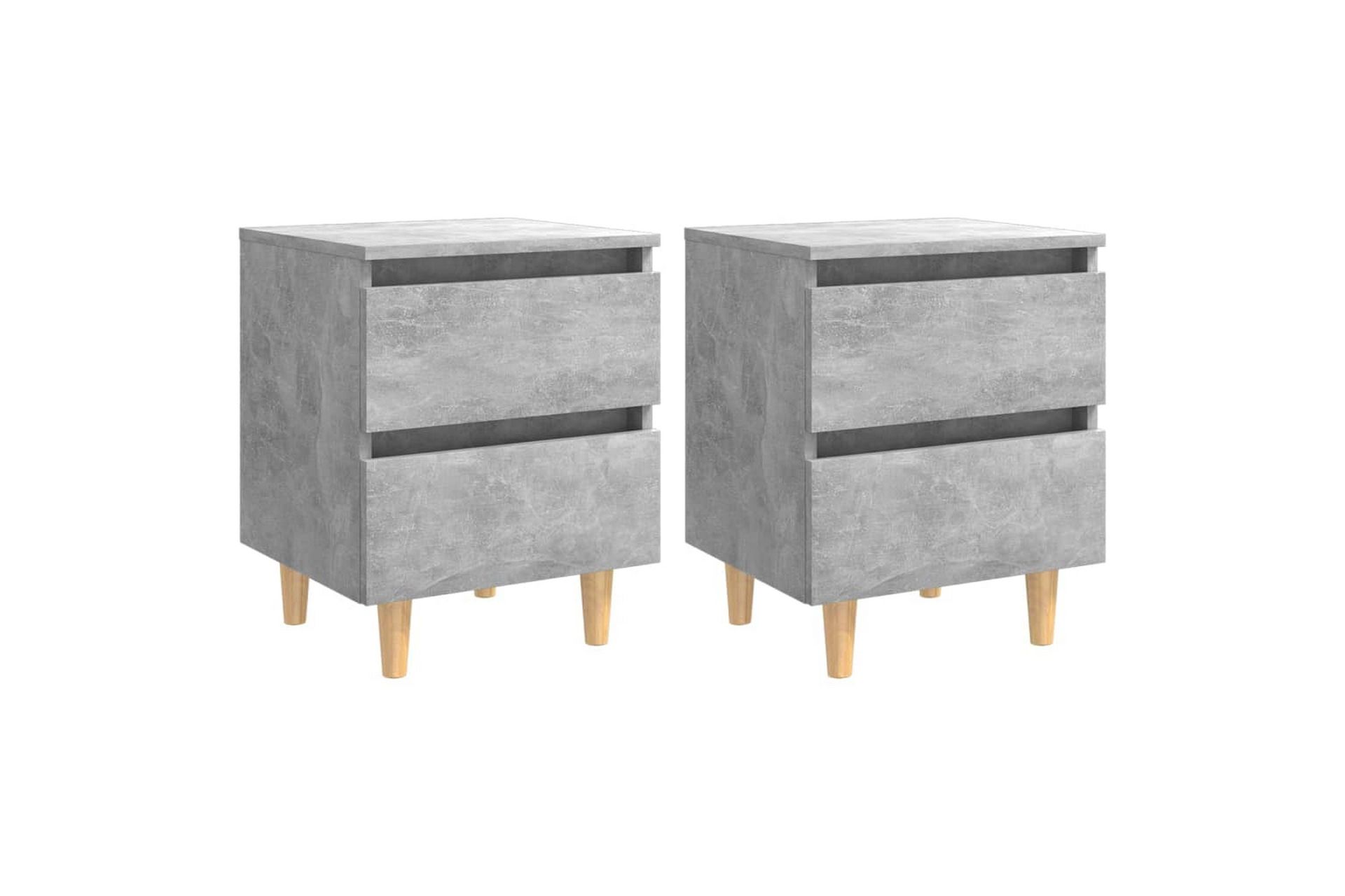 Nattbord & heltre furuben 2 stk betonggrå 40x35x50 cm - Grå - Møbler - Bord - Avlastningsbord - Sengebord & nattbord