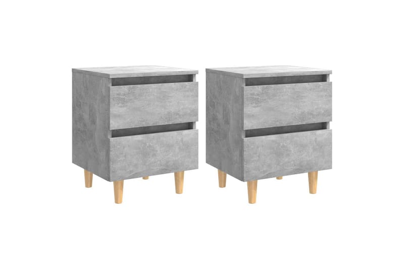 Nattbord & heltre furuben 2 stk betonggrå 40x35x50 cm - Grå - Møbler - Bord - Avlastningsbord - Sengebord & nattbord