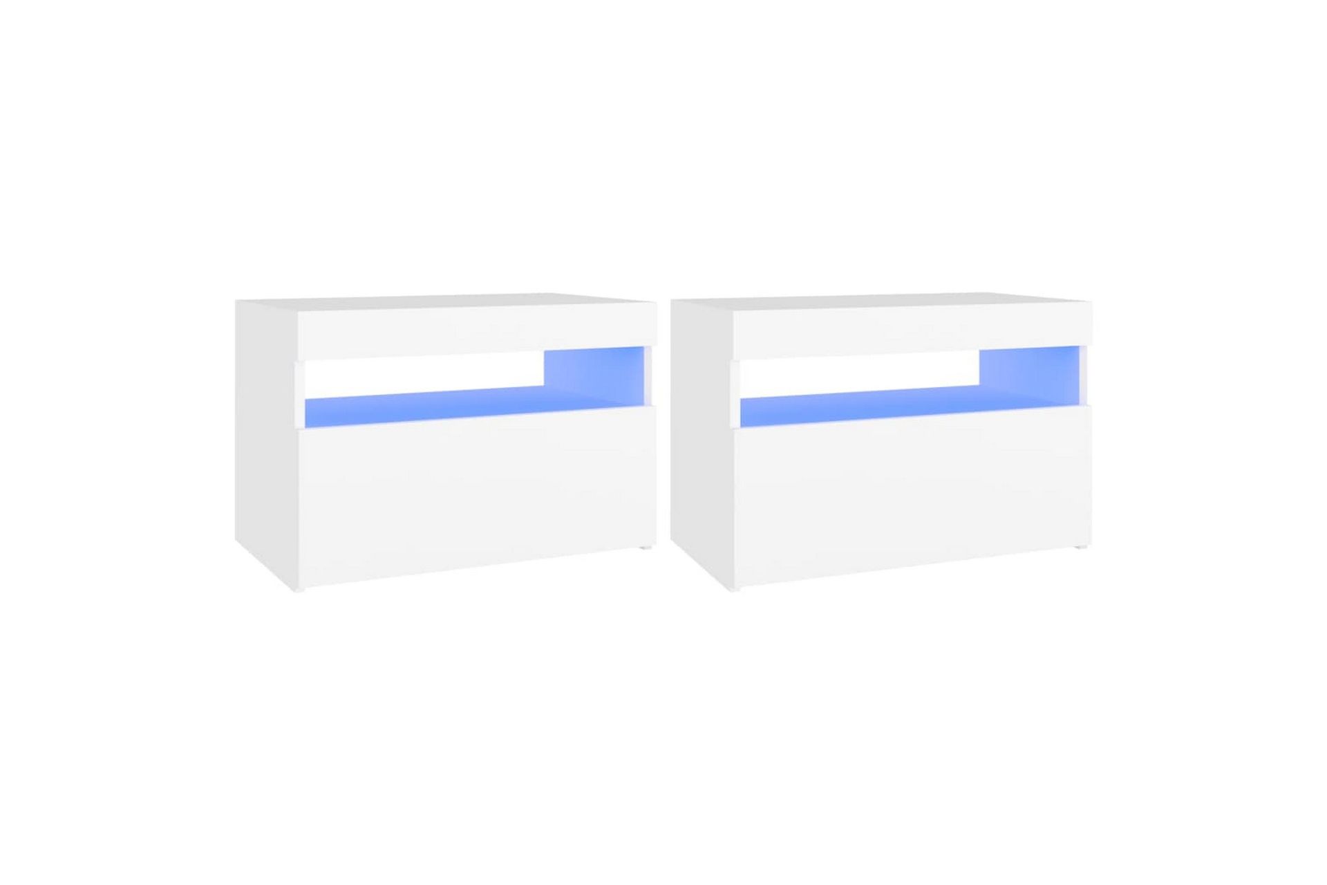 Nattbord & LED-lys 2 stk hvit 60x35x40 cm sponplate - Hvit - Møbler - Bord - Avlastningsbord - Sengebord & nattbord