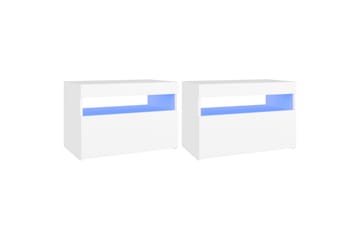 Nattbord & LED-lys 2 stk hvit 60x35x40 cm sponplate - Hvit - Møbler - Bord - Avlastningsbord - Sengebord & nattbord