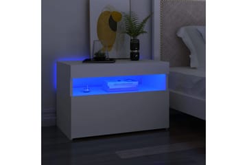 Nattbord & LED-lys 2 stk hvit 60x35x40 cm sponplate - Hvit - Møbler - Bord - Avlastningsbord - Sengebord & nattbord