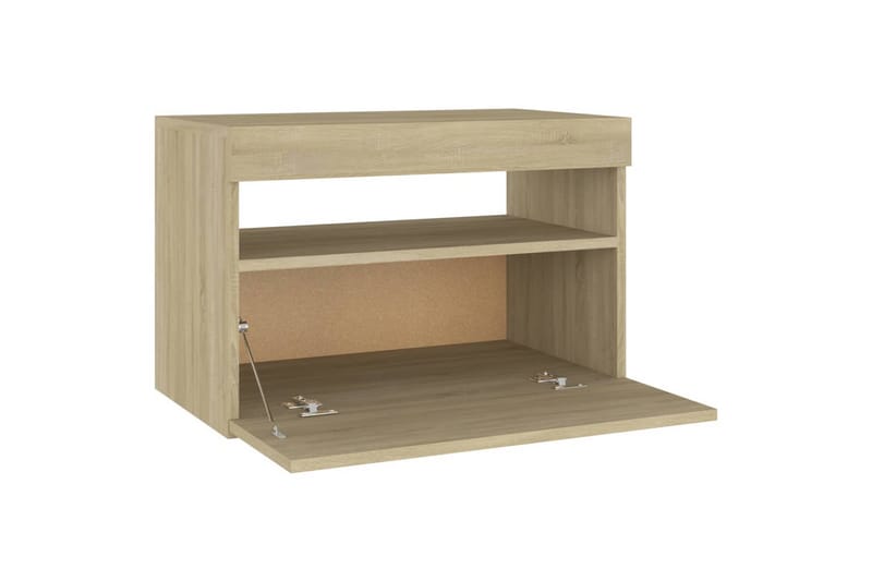 Nattbord & LED-lys 2 stk sonoma eik 60x35x40 cm - Brun - Møbler - Bord - Avlastningsbord - Sengebord & nattbord