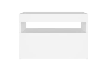 Nattbord & LED-lys hvit 60x35x40 cm sponplate - Hvit - Møbler - Bord - Avlastningsbord - Sengebord & nattbord