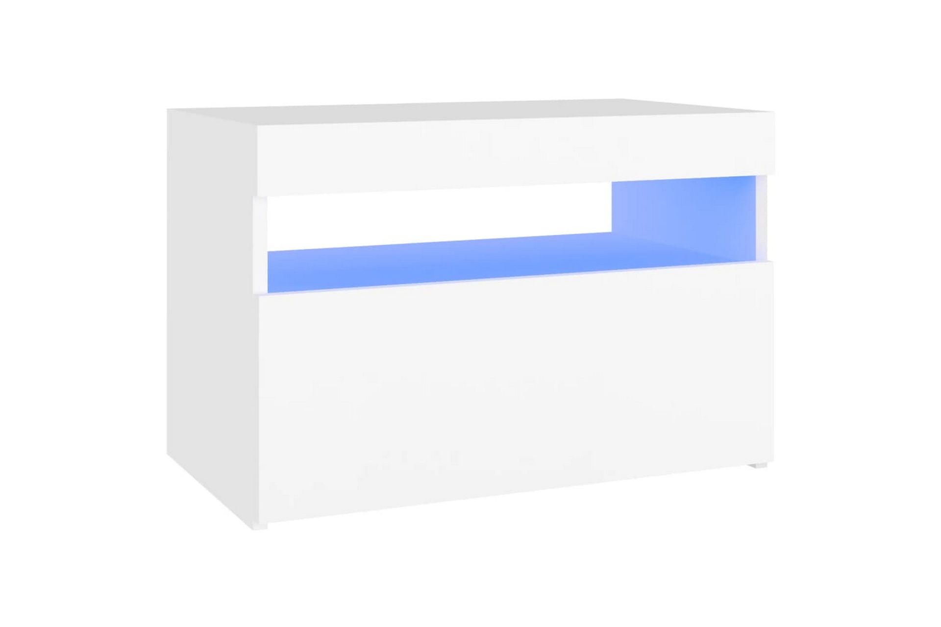 Nattbord & LED-lys hvit 60x35x40 cm sponplate - Hvit - Møbler - Bord - Avlastningsbord - Sengebord & nattbord