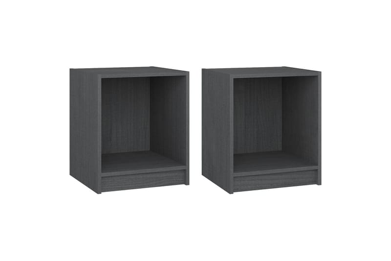 Nattbord 2 stk 35,5x33,5x41,5 cm heltre furu grå - Grå - Møbler - Bord - Avlastningsbord - Sengebord & nattbord
