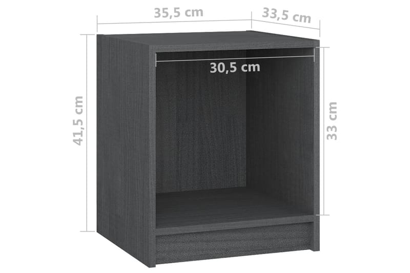 Nattbord 2 stk 35,5x33,5x41,5 cm heltre furu grå - Grå - Møbler - Bord - Avlastningsbord - Sengebord & nattbord