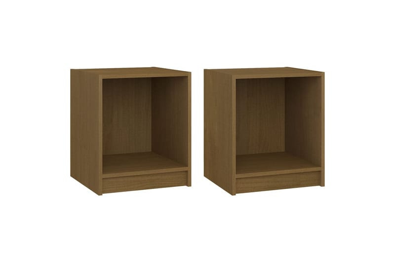 Nattbord 2 stk 35,5x33,5x41,5 cm heltre furu honningbrun - Brun - Møbler - Bord - Avlastningsbord - Sengebord & nattbord
