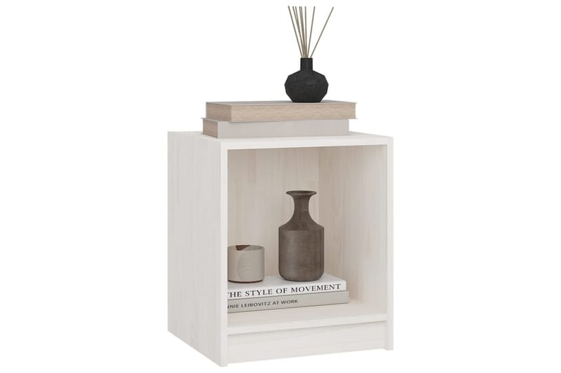 Nattbord 2 stk 35,5x33,5x41,5 cm heltre furu hvit - Hvit - Møbler - Bord - Avlastningsbord - Sengebord & nattbord