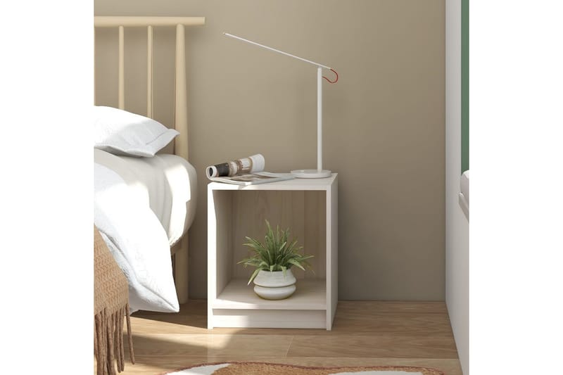Nattbord 2 stk 35,5x33,5x41,5 cm heltre furu hvit - Hvit - Møbler - Bord - Avlastningsbord - Sengebord & nattbord