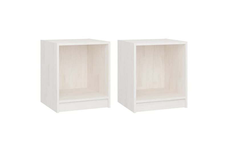 Nattbord 2 stk 35,5x33,5x41,5 cm heltre furu hvit - Hvit - Sengebord & nattbord