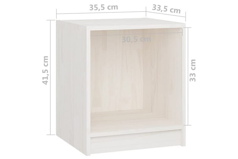 Nattbord 2 stk 35,5x33,5x41,5 cm heltre furu hvit - Hvit - Møbler - Bord - Avlastningsbord - Sengebord & nattbord