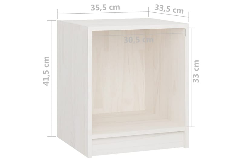 Nattbord 2 stk 35,5x33,5x41,5 cm heltre furu hvit - Hvit - Sengebord & nattbord