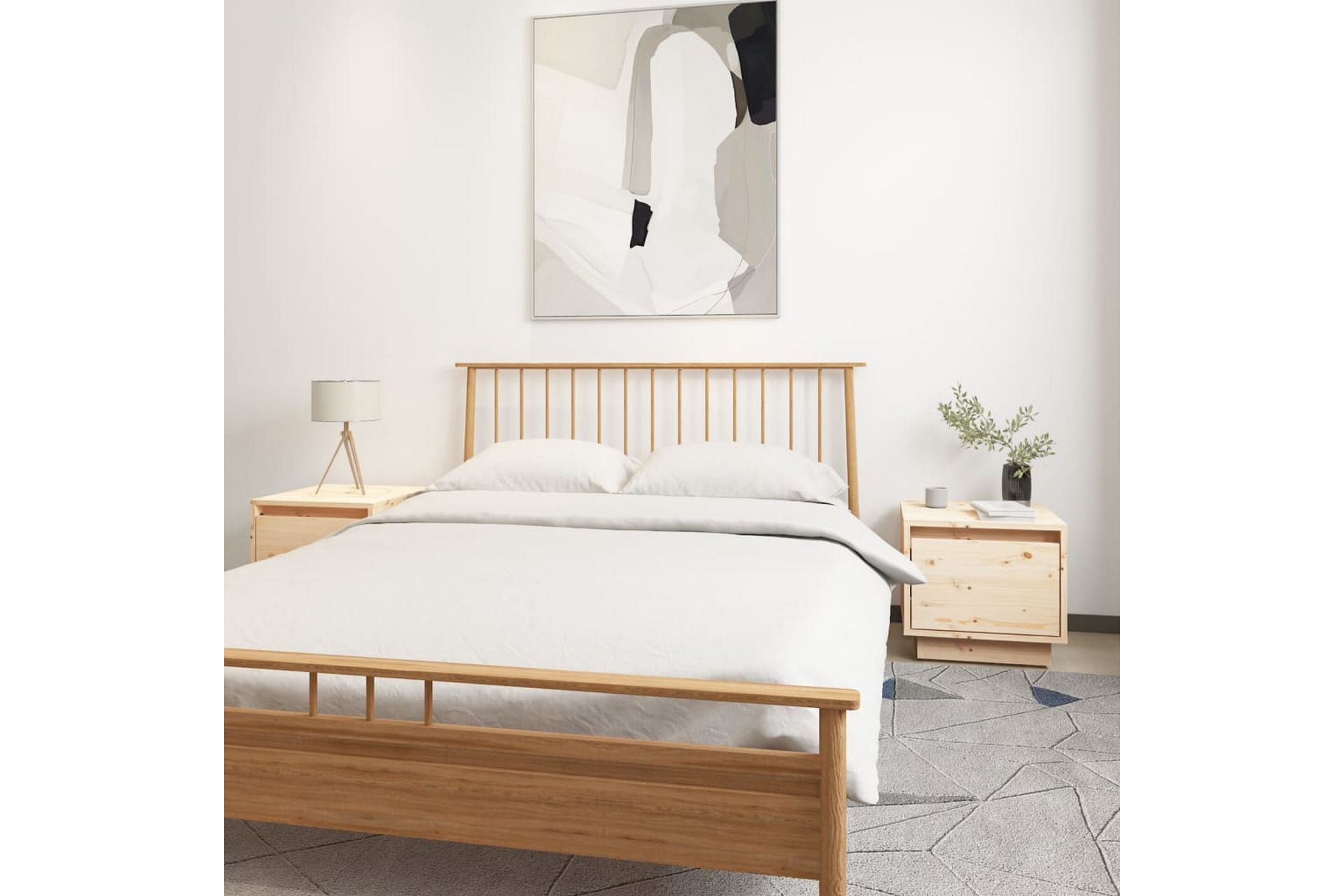 Nattbord 2 stk 35x34x32 cm heltre furu - Brun - Møbler - Bord - Avlastningsbord - Sengebord & nattbord