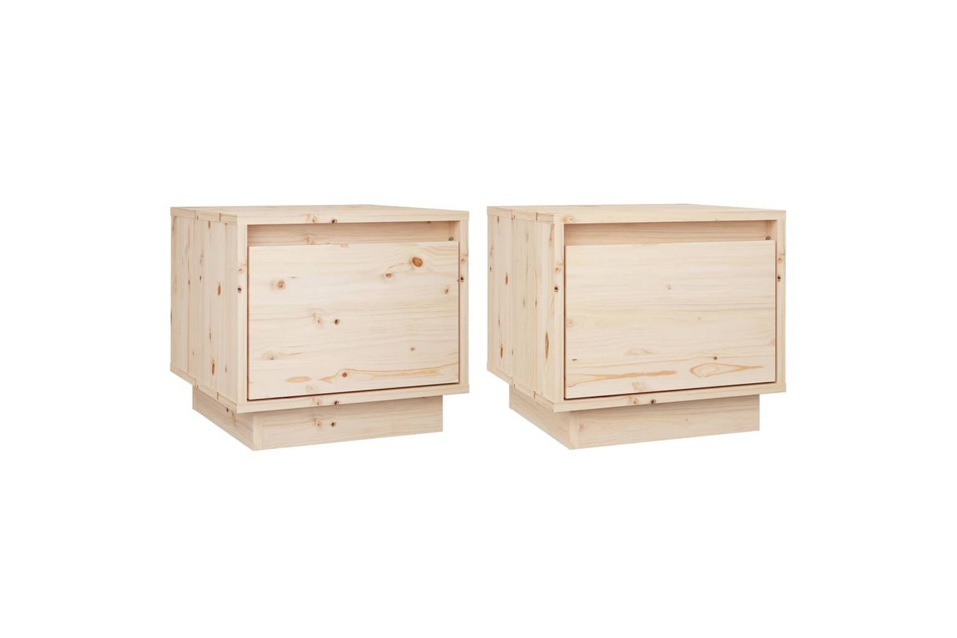 Nattbord 2 stk 35x34x32 cm heltre furu - Brun - Møbler - Bord - Avlastningsbord - Sengebord & nattbord