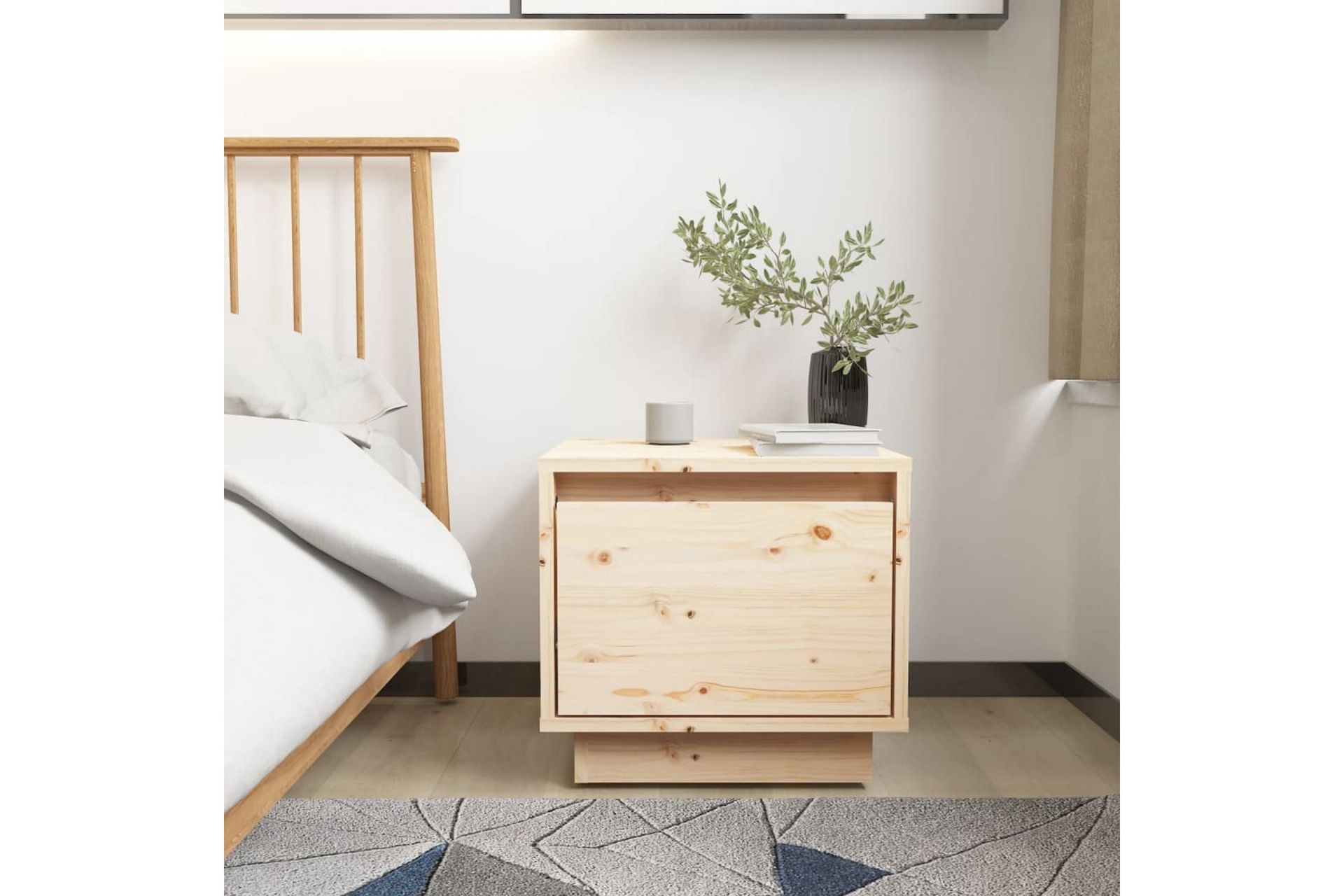 Nattbord 2 stk 35x34x32 cm heltre furu - Brun - Møbler - Bord - Avlastningsbord - Sengebord & nattbord