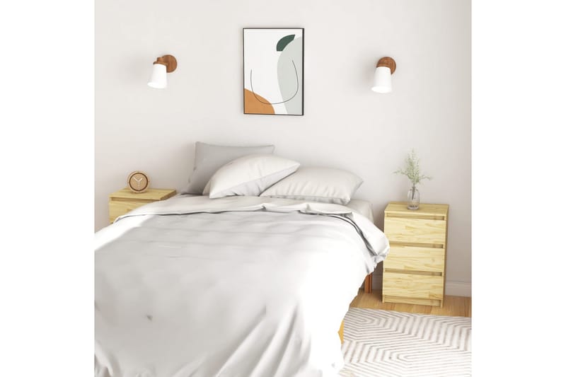 Nattbord 2 stk 40x29,5x64 cm heltre furu - Brun - Møbler - Bord - Avlastningsbord - Sengebord & nattbord