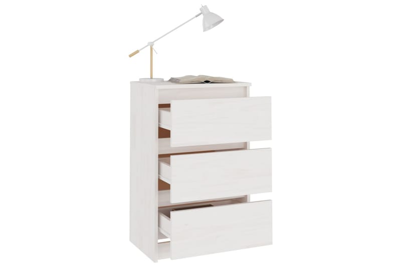 Nattbord 2 stk 40x29,5x64 cm heltre furu hvit - Hvit - Møbler - Bord - Avlastningsbord - Sengebord & nattbord