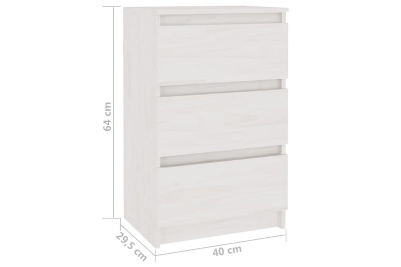 Nattbord 2 stk 40x29,5x64 cm heltre furu hvit - Hvit - Sengebord & nattbord