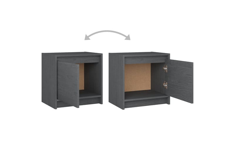 Nattbord 2 stk 40x30,5x40 cm heltre furu - Grå - Møbler - Bord - Avlastningsbord - Sengebord & nattbord