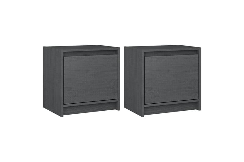 Nattbord 2 stk 40x30,5x40 cm heltre furu - Grå - Møbler - Bord - Avlastningsbord - Sengebord & nattbord