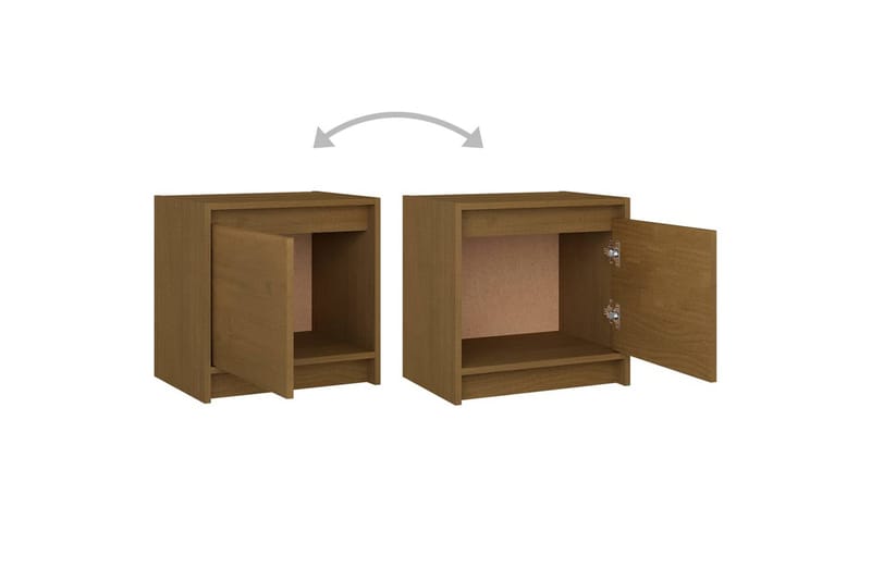 Nattbord 2 stk 40x30,5x40 cm heltre furu honningbrun - Brun - Møbler - Bord - Avlastningsbord - Sengebord & nattbord