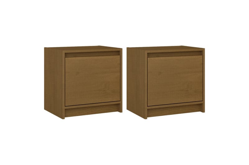 Nattbord 2 stk 40x30,5x40 cm heltre furu honningbrun - Brun - Møbler - Bord - Avlastningsbord - Sengebord & nattbord