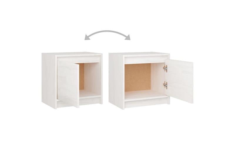 Nattbord 2 stk 40x30,5x40 cm heltre furu hvit - Hvit - Møbler - Bord - Avlastningsbord - Sengebord & nattbord