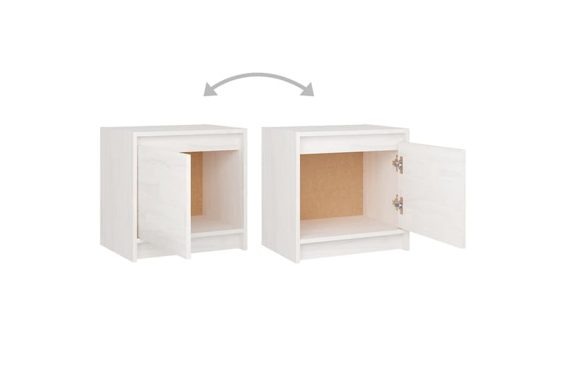 Nattbord 2 stk 40x30,5x40 cm heltre furu hvit - Hvit - Sengebord & nattbord