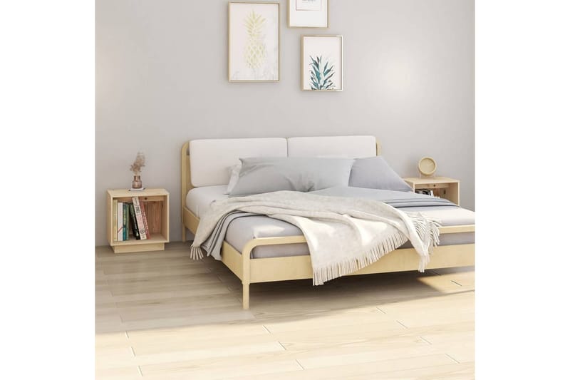 Nattbord 2 stk 40x30x40 heltre furu - Brun - Møbler - Bord - Avlastningsbord - Sengebord & nattbord