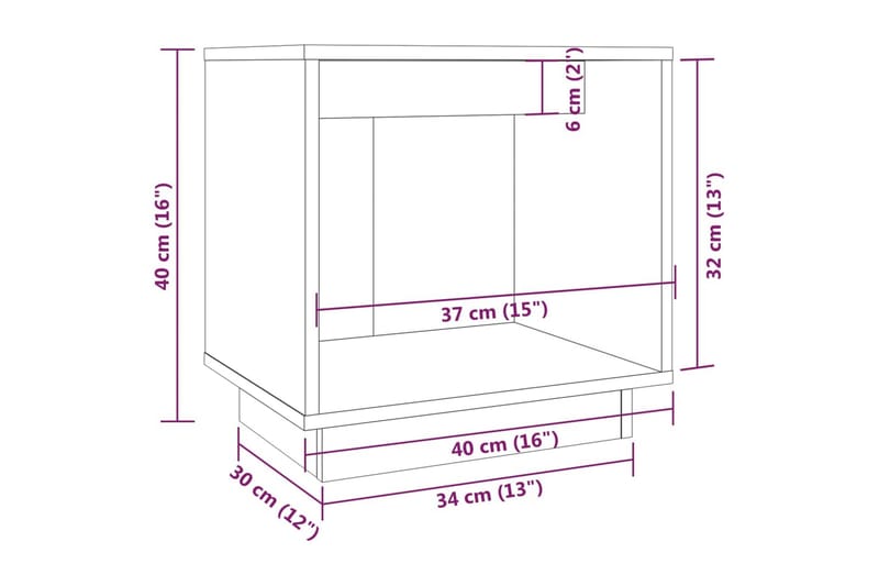 Nattbord 2 stk 40x30x40 heltre furu hvit - Hvit - Sengebord & nattbord