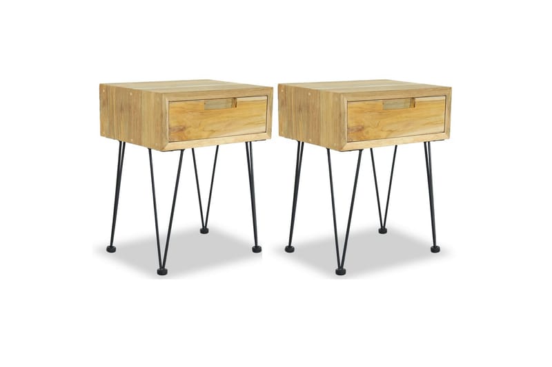 Nattbord 2 stk 40x30x50 cm heltre teak - Møbler - Bord - Avlastningsbord - Sengebord & nattbord