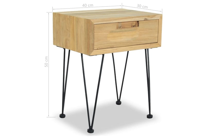 Nattbord 2 stk 40x30x50 cm heltre teak - Møbler - Bord - Avlastningsbord - Sengebord & nattbord