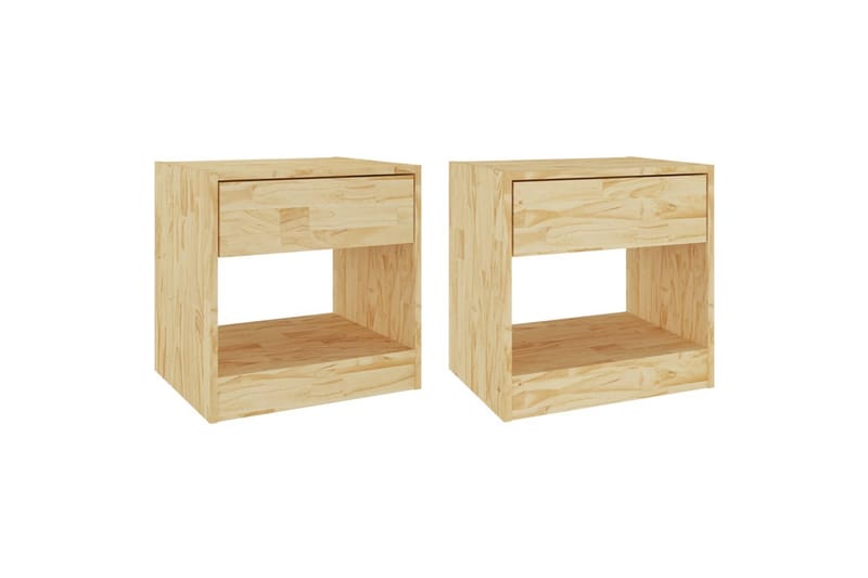 Nattbord 2 stk 40x31x40 cm heltre furu - Brun - Møbler - Bord - Avlastningsbord - Sengebord & nattbord