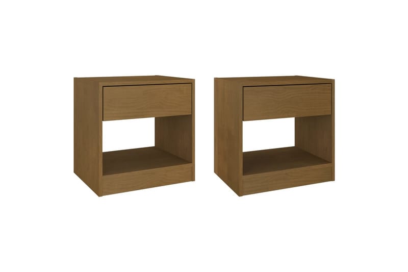 Nattbord 2 stk 40x31x40 cm heltre furu honningbrun - Brun - Møbler - Bord - Avlastningsbord - Sengebord & nattbord