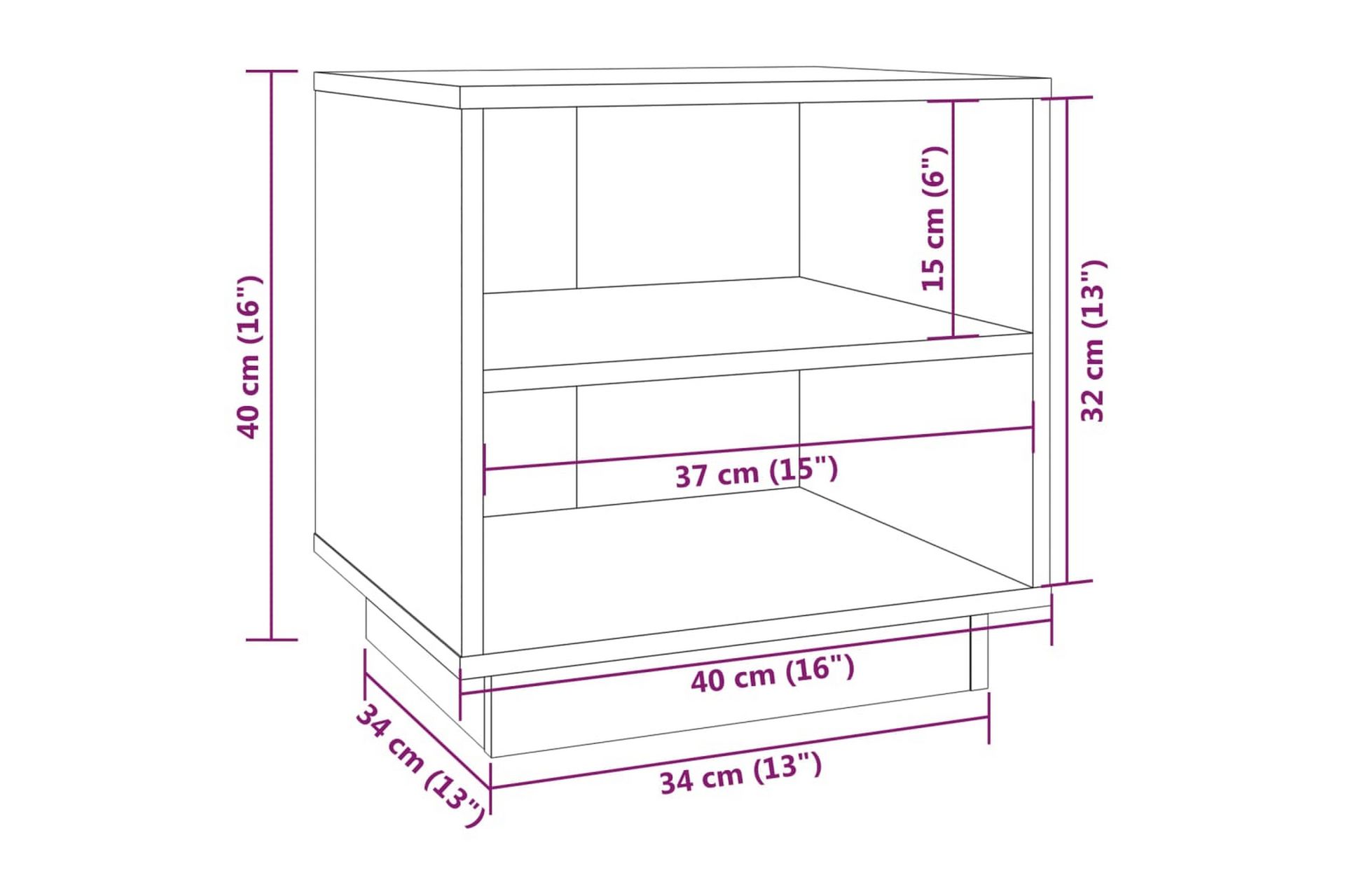 Nattbord 2 stk 40x34x40 cm heltre furu hvit - Hvit - Møbler - Bord - Avlastningsbord - Sengebord & nattbord
