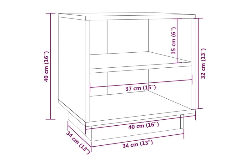 Nattbord 2 stk 40x34x40 cm heltre furu hvit - Hvit - Sengebord & nattbord