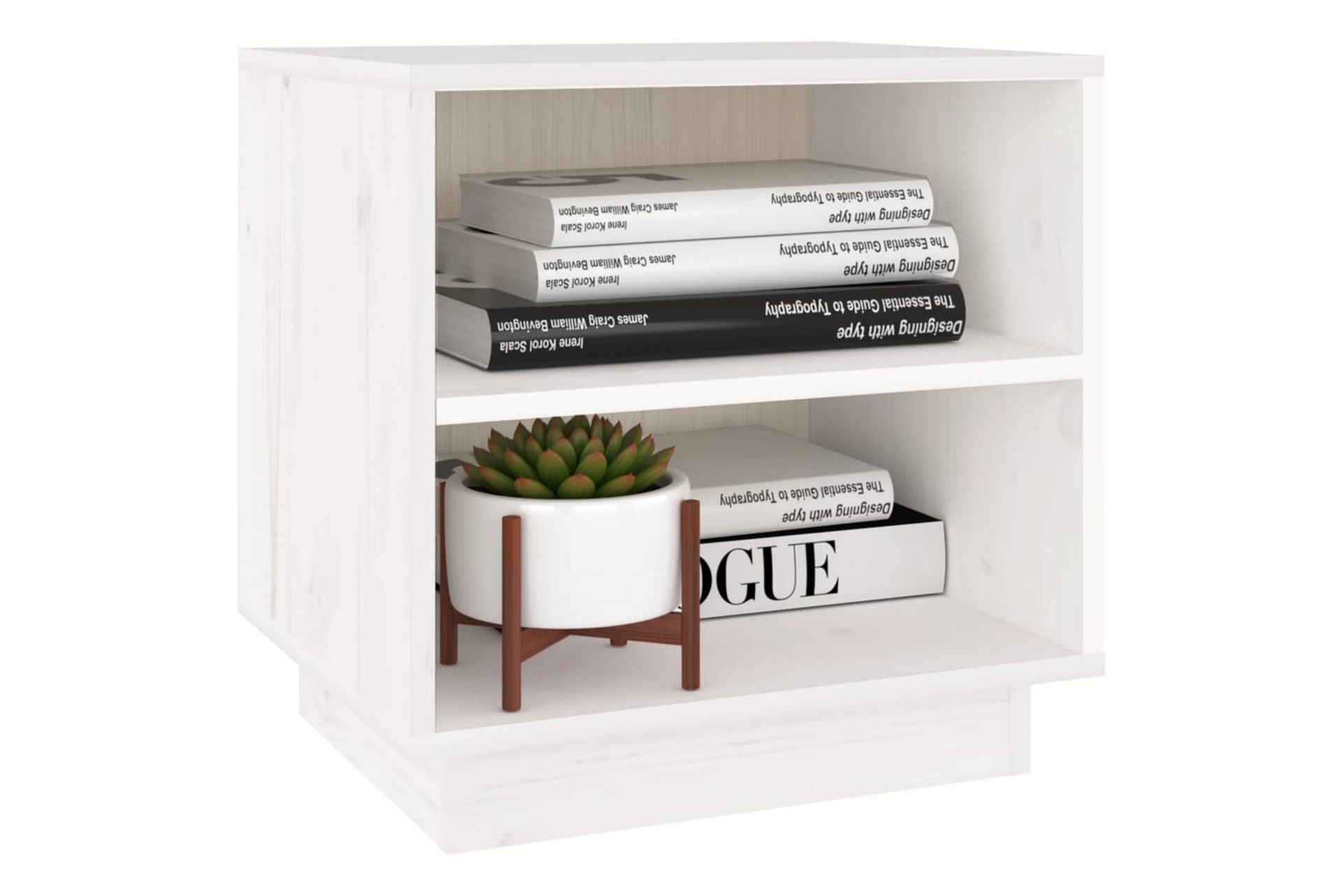 Nattbord 2 stk 40x34x40 cm heltre furu hvit - Hvit - Møbler - Bord - Avlastningsbord - Sengebord & nattbord