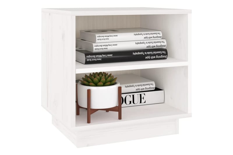 Nattbord 2 stk 40x34x40 cm heltre furu hvit - Hvit - Møbler - Bord - Avlastningsbord - Sengebord & nattbord