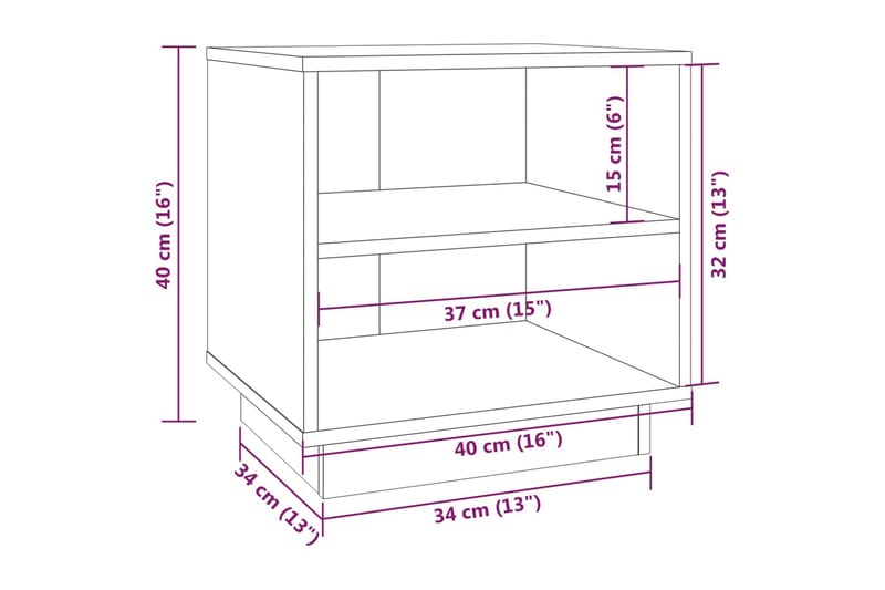 Nattbord 2 stk 40x34x40 cm heltre furu svart - Svart - Møbler - Bord - Avlastningsbord - Sengebord & nattbord