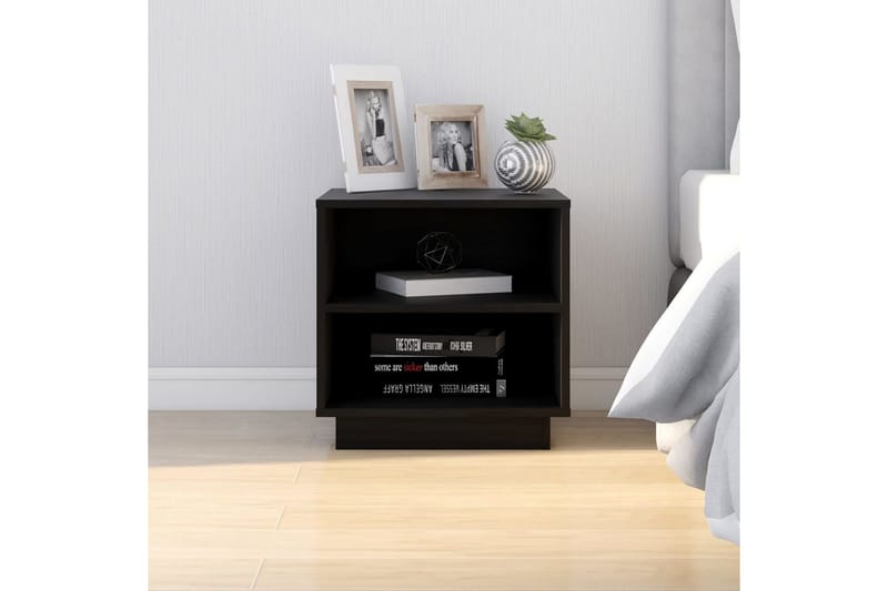 Nattbord 2 stk 40x34x40 cm heltre furu svart - Svart - Møbler - Bord - Avlastningsbord - Sengebord & nattbord