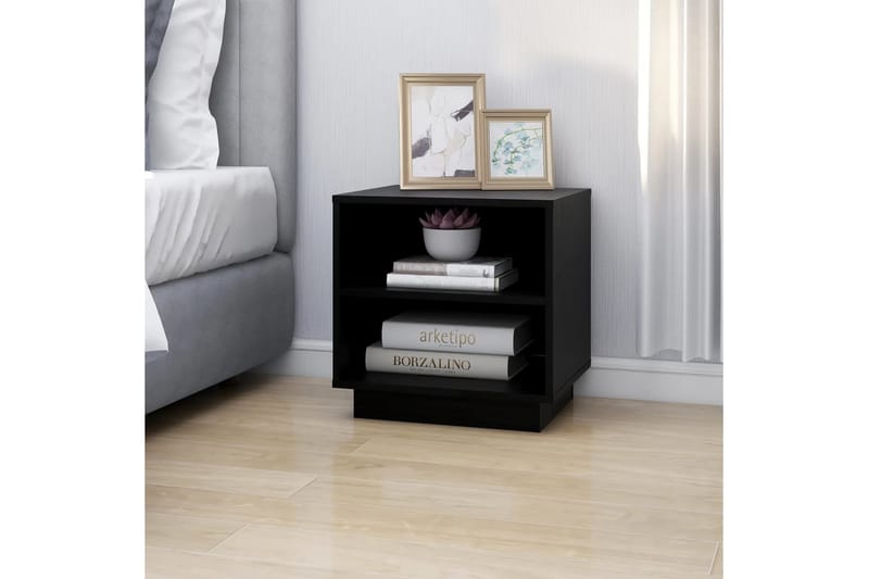 Nattbord 2 stk 40x34x40 cm heltre furu svart - Svart - Møbler - Bord - Avlastningsbord - Sengebord & nattbord